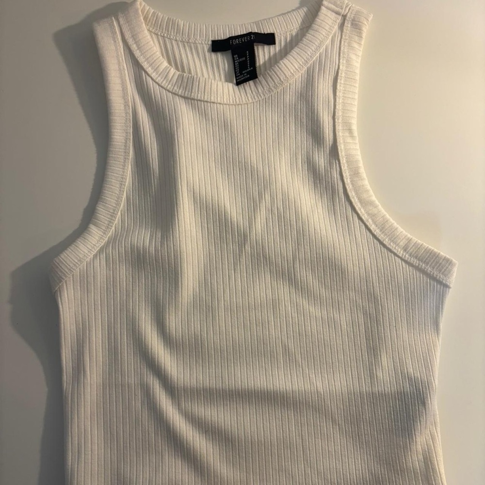 Forever 21 Ivory Ribbed Tank Top